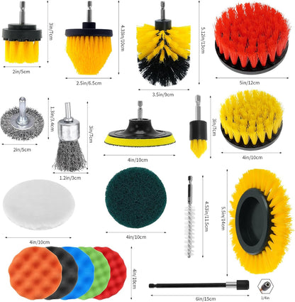 48 Pcs Drill Brush Attachments Set, Scrub Pads & Sponge & Wire Brush for Drill, Power Scrubber Brush with Extend Long Attachment, Drill Scrubber Brush Kit for Bathroom, Floor, Car, Grout