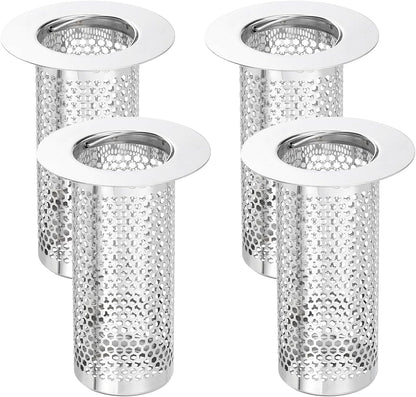 uxcell 2 Pack Shower Drain Strainer, 2" x 2.5" Stainless Steel Floor Drain Strainer Deep Sink Hair Catcher for Kitchen Bathroom Balcony Floor Drain, Fit Hole Size from 1.57" to 2.56"
