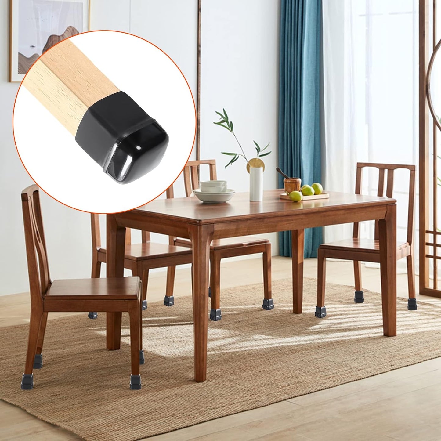 Ezprotekt Chair Leg Sliders for Carpet, 24 Pcs Square Chair Glides for Carpet, Carpet Furniture Pads Stool Leg Protectors Caps, Carpet Furniture Glides Quickly and Easily (L Fit:1" - 1.4")
