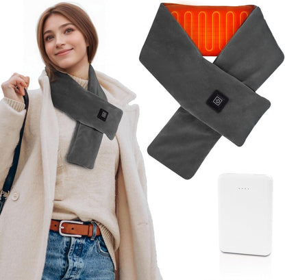Girasol Heated Neck Wrap Heated Scarf for Neck Pain Relief, Neck Heating Pad with 5000mAh Power Bank, Cordless Thermal Neck Brace Electric Heated Neck Warmer with 3 Heating Levels (Purple)