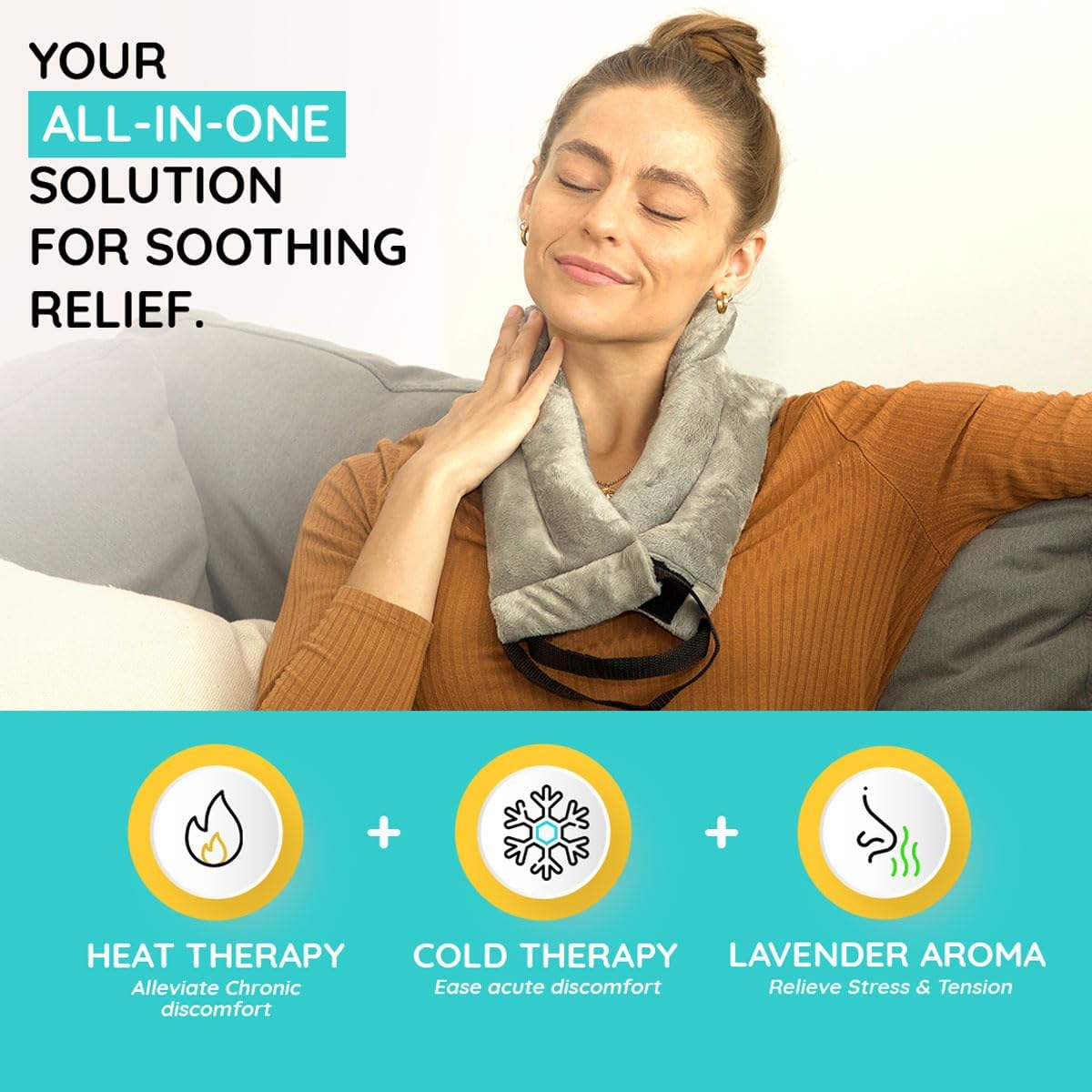 Versatile Heated Neck Wrap Microwavable - Neck Warmer Microwave Heating Pad for Shoulders, Sore Muscles - 22 Inches - 1 Pack