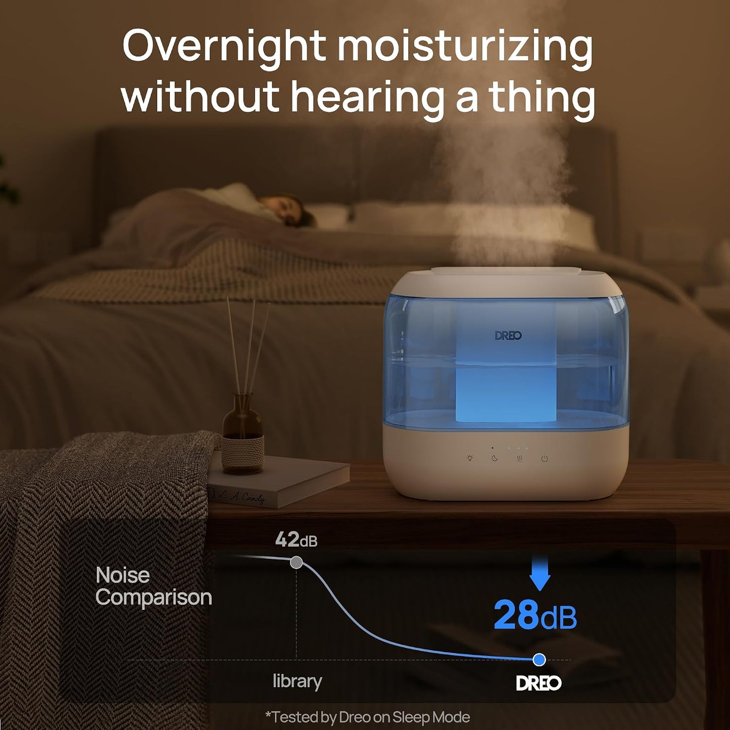 DREO 4L Humidifiers for Bedroom, 36H Runtime, 28 dB Quiet, HM311 | Easy to Refill & Clean, BPA-Free, Nightlight, Supersized Air Humidifiers for Large Room, Baby Nurseries, Plants, Indoor