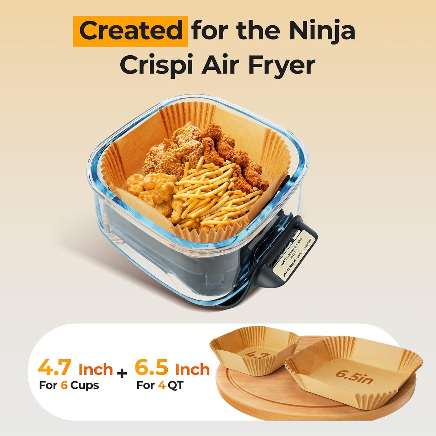 Vailnd 100Pcs Small 4.7 Inch Square Air Fryer Liners Disposable for 1-2 Qt | Non-stick, Oil-proof Parchment Paper fir for CHEFMAN, Food-grade Baking Paper Sheets for Mini Airfryer Basket