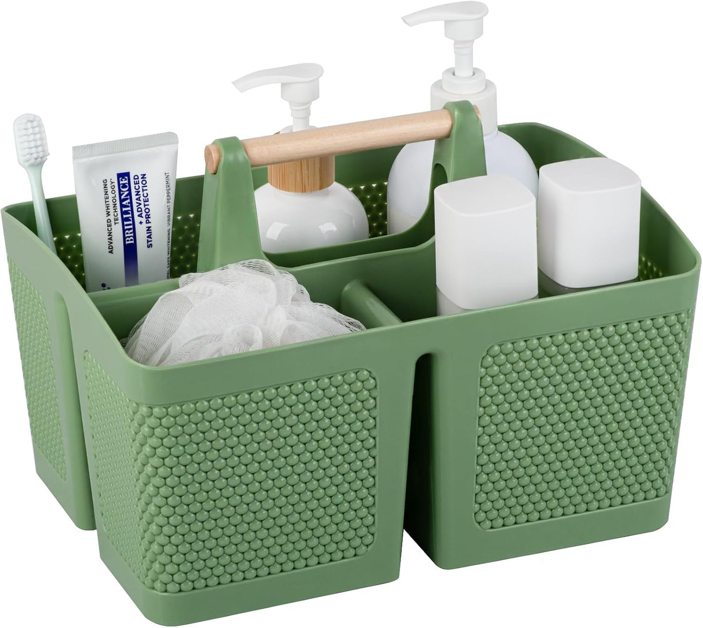 rejomiik Plastic Shower Caddy, Portable Shower Basket with Handle, Cream | Cleaning Caddy Organizer for Bathroom, College Dorm Room Essentials, Storage Tote