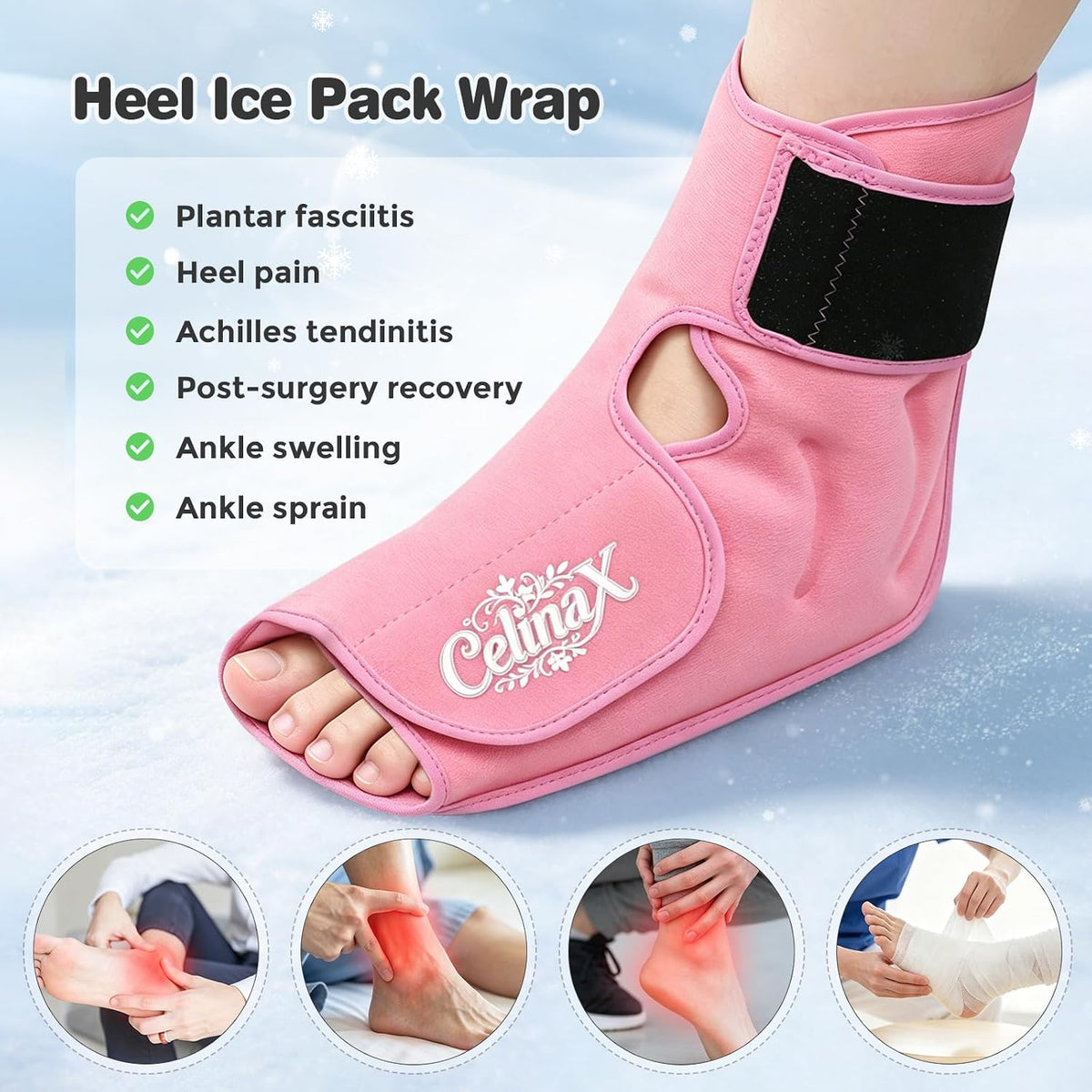 Ankle Ice Pack Wrap, Heel Ice Pack Wrap for Plantar Fasciitis Relief