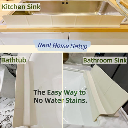 Sink Splash Guard for Kitchen, Splatter Screen & Silicone Water Guard with High Wall, Sink Edge Protector and Backsplash Guard, Easy to Install and Clean for Faucet and Countertop Area(Cream, 23")