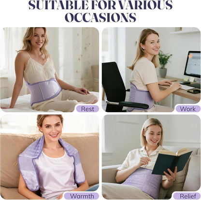 Heating Pad for Period Cramps, Electric Heat Pad with 6 Heat Levels and 4 Times Settings, Moist Heating Pad for Back Pain Relief, Neck, Shoulder, Abdomen, Birthday Gifts for Women and Men