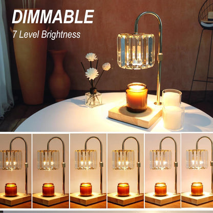 Yuichoy Candle Warmer Lamp with Timer, Dimmable Electric Candle Wamer Adjustable Height, Glass Modern Candles Melter Lamp, Gifts for Women Mom, Clear