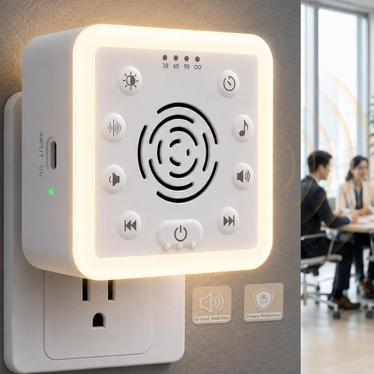 Office Privacy White Noise Machine: 90dB 30 Adjustable Volume Wall Plug-in | Sound Machine with 30 Non Looping Sounds, Reduces 95% Speech Clarity Outside Door for Private Office