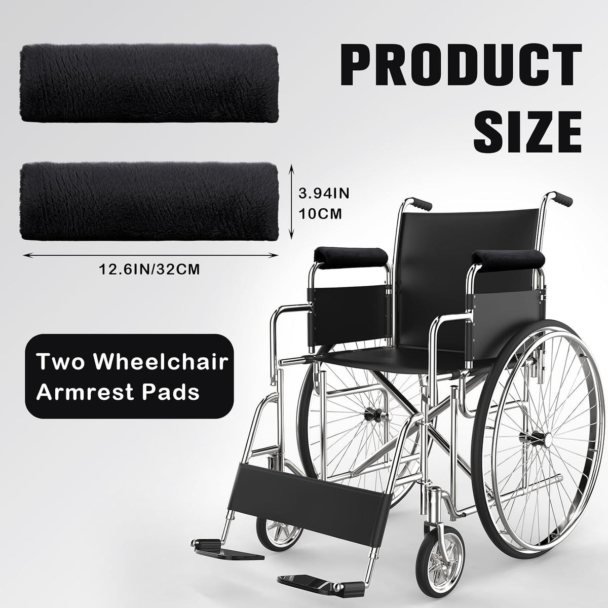 Threlaco 2 Pcs Wheelchair Armrest Covers Soft Fluffy Foam Wheelchair Armrest Pads Non Slip Arm Rest Cover Cushion Pad for Armchairs Office Chairs(Blue)