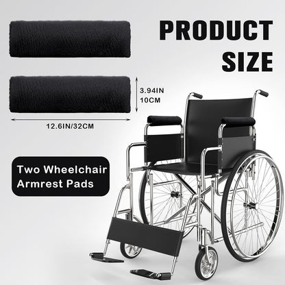 Threlaco 2 Pcs Wheelchair Armrest Covers Soft Fluffy Foam Wheelchair Armrest Pads Non Slip Arm Rest Cover Cushion Pad for Armchairs Office Chairs(Blue)