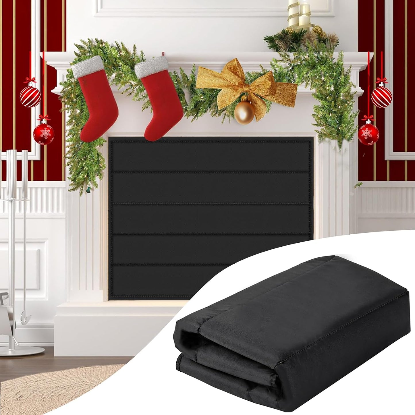 36"x24" Fireplace Cover, Magnetic Fireplace Blocker Blanket Stop Heat Loss | Indoor Fireplace Draft Stopper Save Energy, Magnetic Fireplace Draft Cover for Iron Fireplace Frame