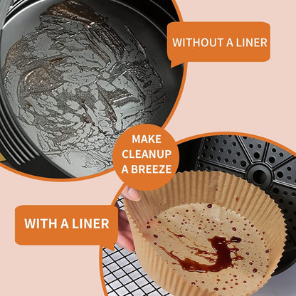 Air Fryer Liners Disposable Paper,100Pcs Parchment Paper Liners,Non Stick Airfryer Paper Liners,Food Grade Air Fryer Accessories WaterProof OilProof for Microwave Oven Steamer 6.3inch Square
