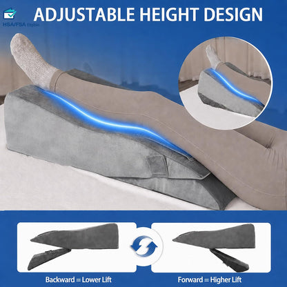 Adjustable Height Leg Elevation Pillows for After Surgery, Single Leg