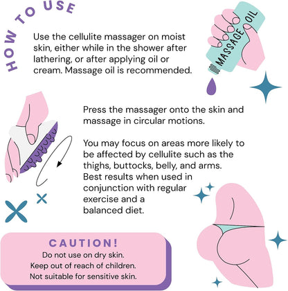 Scala Cellulite Massager Silicone, Bath Scrubber for Smoother Skin Pink | Silicone nodules exfoliate, cellulite remover, body massager Tool, exfoliator, fat roller use with creams and Oils