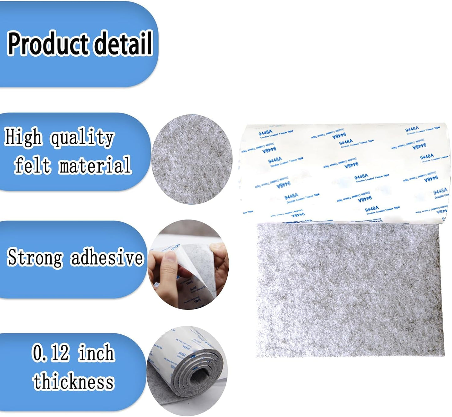 Cuttable Felt Furniture Pads with Sticky Backing,40x4 inch Self Adhesive Felt Sheets,Heavy Duty Felts Strip Roll Felts Tape Protect Hardwood Floors No Scratches No Noise