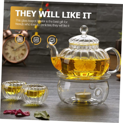 KICHOUSE Glass Teapot Warmer Base High Borosilicate Glass Desktop Tea Warmer for Home and Office Lightweight and Sturdy for Tea Lovers