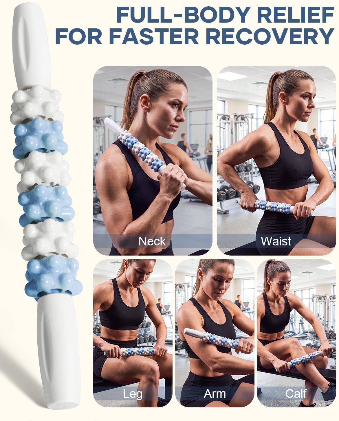 Handheld Textured Massager Roller Stick Deep Tissue Relief Recover