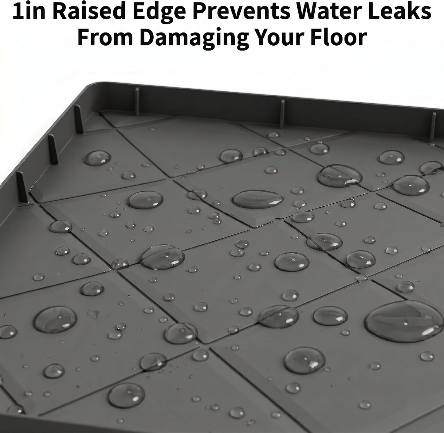 32"x30" Washing Machine Pan Silicone Mat, Upgraded 1" Raised Edges | Non-Slip Waterproof Washer Drip Tray for Under Washer & Dryer,Anti-Vibration Floor Protector for Refrigerator,Water Dispenser