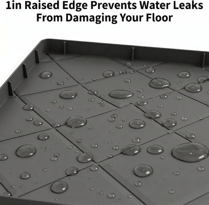 32"x30" Washing Machine Pan Silicone Mat, Upgraded 1" Raised Edges | Non-Slip Waterproof Washer Drip Tray for Under Washer & Dryer,Anti-Vibration Floor Protector for Refrigerator,Water Dispenser
