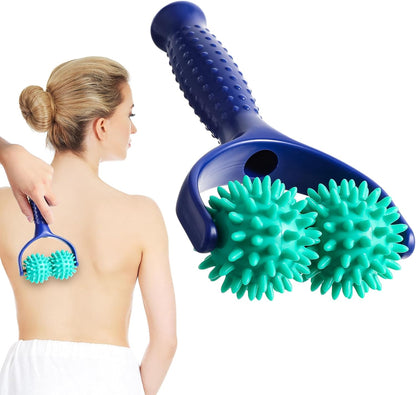 Spiky Massage Balls Rollers with Dual Ball Design, Manual Massage Stick