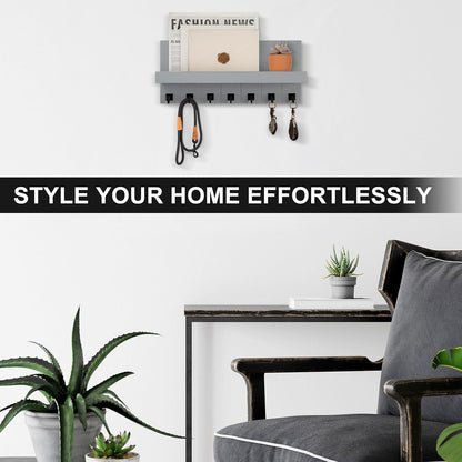 Key Holder for Wall, Decorative Key Holder with Shelf | Key and Mail Holder Wall Mount, Farmhouse Decor with 5 Key Hooks for Keys, Coats, ect.