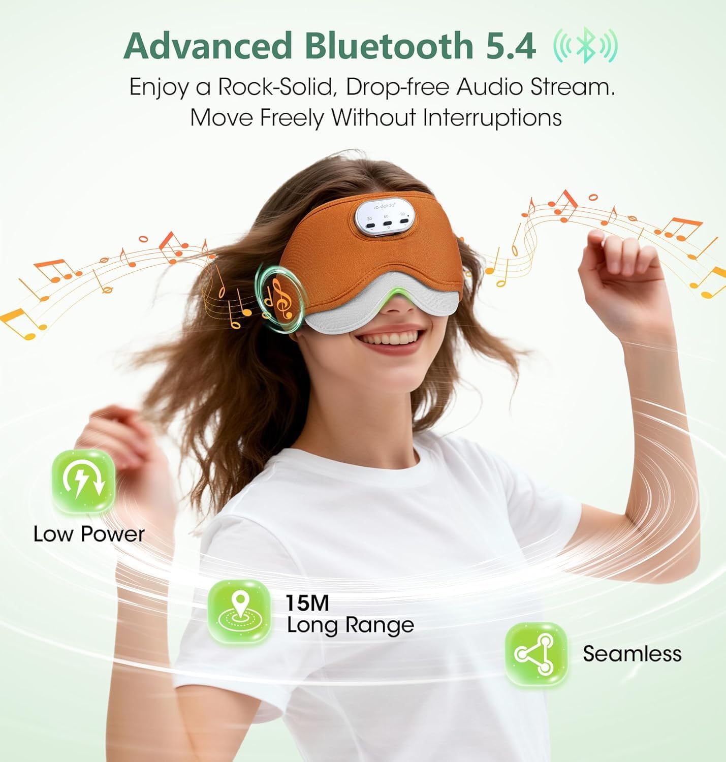 LC-dolida Voice Control Bluetooth Sleep Mask, Bamboo Cotton Bluetooth Sleep Headphones with 3D Zero-Pressure Cups and Timer Setting, Total Blackout Sleep Eye Mask for Side Sleepers (Purple)
