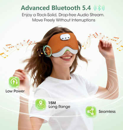LC-dolida Voice Control Bluetooth Sleep Mask, Bamboo Cotton Bluetooth Sleep Headphones with 3D Zero-Pressure Cups and Timer Setting, Total Blackout Sleep Eye Mask for Side Sleepers (Purple)