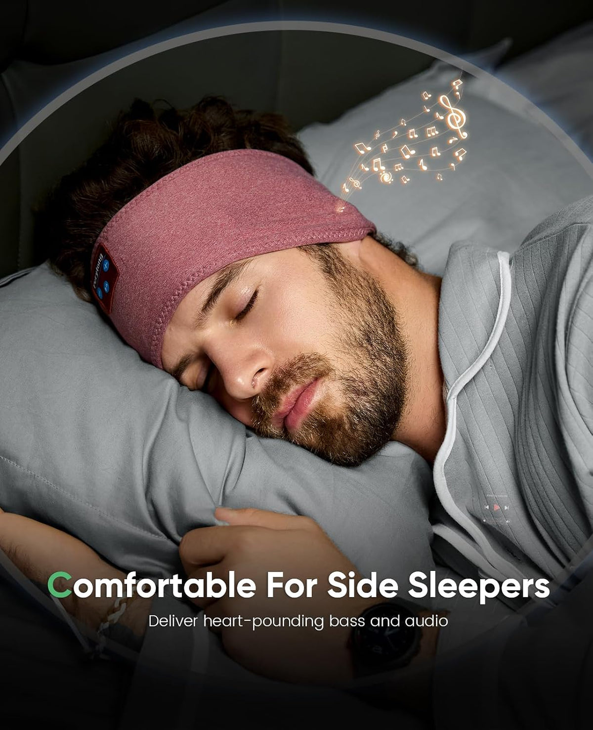 Perytong Sleep Headphones Wireless, Bluetooth Sports Headband Headphones with Ultra-Thin HD Stereo Speakers Perfect for Sleeping,Workout,Jogging,Yoga,Insomnia, Air Travel, Meditation (Grey)