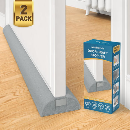 Augblinds 2X Double-Sided Door Draft Stopper, Adjustable 36 in, Gray | Soft Plush Cover and Dual Foam Tubes, Fits 30-36 Inch Doors, Helps Reduce Drafts, Light and Noise, Machine Washable