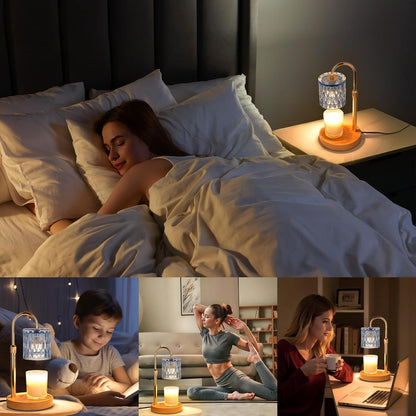 HAIDOLIANG Blue Candle Warmer Lamp with Timer and Dimmer | Height and Brightness Adjustable,Glass Electric Wax Warmer with 2 Bulbs for Women Gifts, Home Decor for Scented Jar Candles