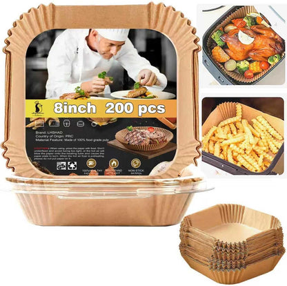 Air Fryer Liners Disposable 9 Inch, 9 inch Air Fryer Liners 125 Pcs Large Square Air Fryer Paper Liners for 5QT 6qt 8QT Air Fryer, Non-stick Parchment Paper for Frying, Baking