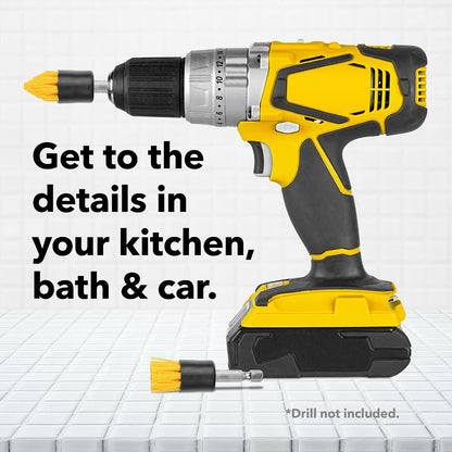 Impresa 4-Pack Drill Brush Attachment Set - Yellow, 5/8" Stiff Bristles - Efficient Cleaning, Quick-Change Shafts & Cordless Drill Fit - Versatile Tile Cleaning & Tile Grout