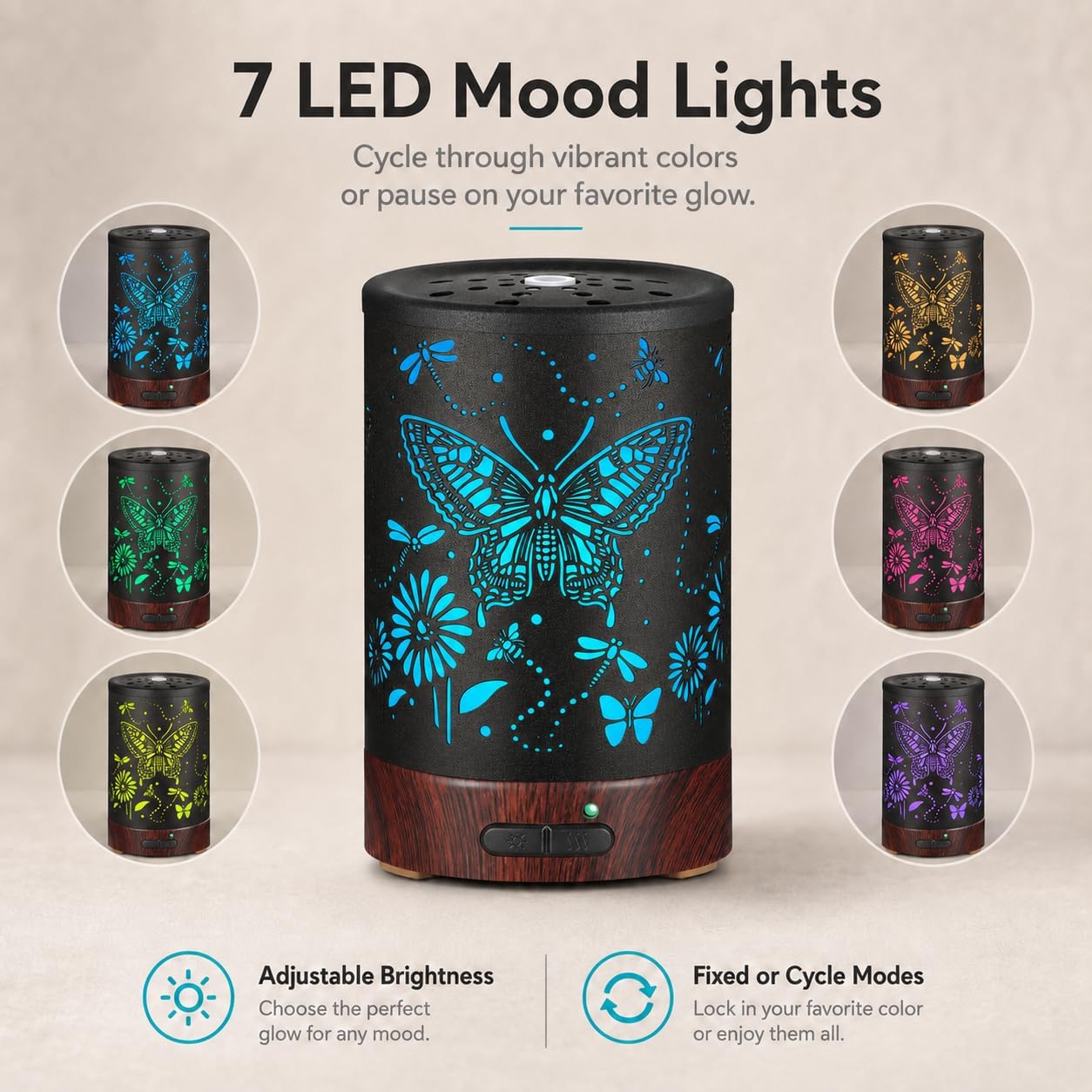 Tree Essential Oils Diffuser for Home 150ML Aromatherapy Diffuser | Birthday Gifts for Women mom,Metal Cool Mist Humidifier with 7 Colors Lights Waterless Auto Off Air Diffusers