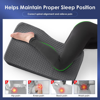 Leg Pillow for Side Sleepers, Memory Foam Knee Pillow for Side Sleeping, Leg Elevation Pillow for Hip/Back/Sciatica Pain Relief Helps Spine Alignment -15"x25" (Grey, M)