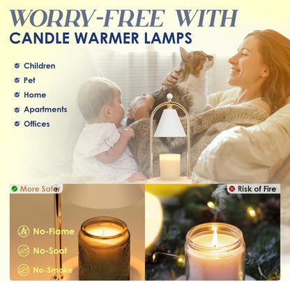 Candle Warmer Lamp with Timer, Electric Black Candle Warming Light for Bedroom, Dimmable Wax Melts Warmer for Home Decor Beside Lamp Gifts for Women (2 Bulbs Included)