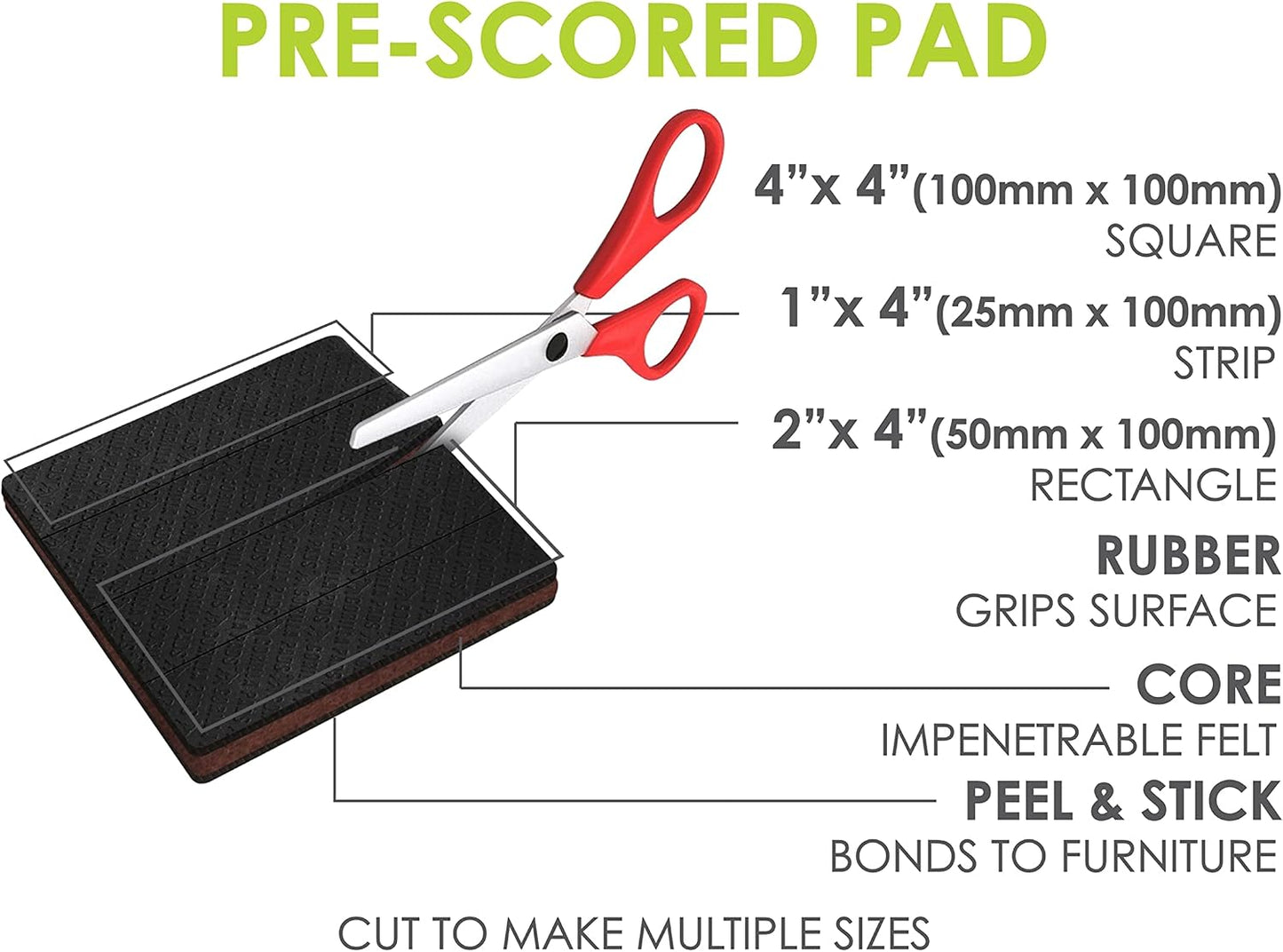 Slipstick GorillaPads CB147 Non Slip Furniture Pads/Gripper Feet (Set of 16) Self Adhesive Rubber Floor Protectors, 1 inch Round, Black