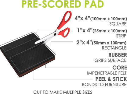 Slipstick GorillaPads CB147 Non Slip Furniture Pads/Gripper Feet (Set of 16) Self Adhesive Rubber Floor Protectors, 1 inch Round, Black