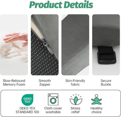 xiaomubiao Armrest Cushion for Office Chair (Set of 2), Memory Foam Chair Arm Rest Support Pads, Elbow Pressure Relief Armrest Cushion for Gaming Chair with Non-Slip Straps, Washable Cover
