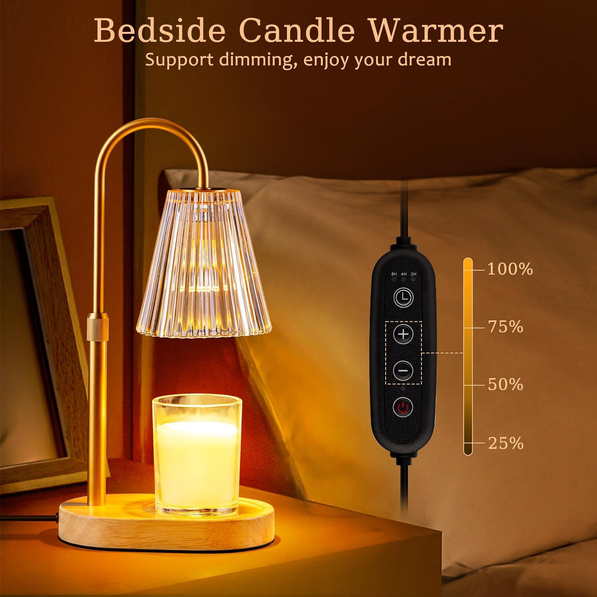 Candle Warmer Lamp with Timer - Electric Candles Wax Warmers Glass Lamps
