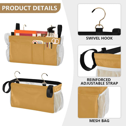 Black Bedside Caddy Storage Bag Bedside Organizer for Bed Rails College Dorm Room Organizer Caddy Hanging Shelf 6 Pockets with Hooks for Drinks Magazine Phone Holder