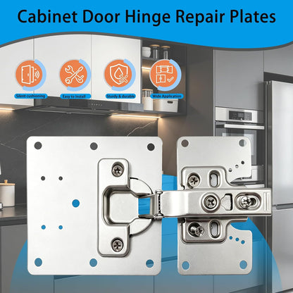 8Pcs Cabinet Hinge Repair Plate Kit, Hinge Fixing Brackets with Screws | Thickened Hinge Fixing Brackets, Cabinet Door Hinge Repair Plates for Kitchen Cupboard, Furniture Drawer & Wooden Cabinet