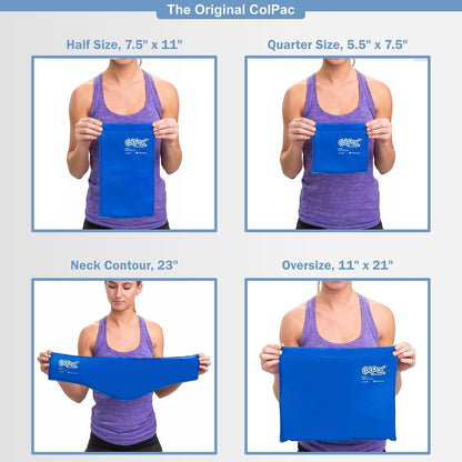 Chattanooga ColPac, Reusable Gel Ice Pack, Cold Therapy for Neck, Shoulder, Upper Back for Headaches, Inflammation, 23" Neck Contour, Blue Vinyl, with a Lumintrail Drawstring Bag