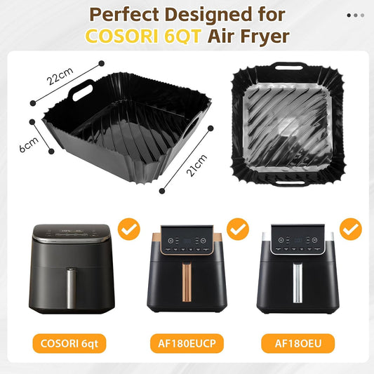 Silicone Air Fryer Liner Accessories for COSORI TurboBlaze 6Qt Air Fryer 9-in-1, Compact & Large 6-Qt, Fast Turbo Modes, Dishwasher Safe Airfryer Accessories Silicone Liners for CAF-DC601