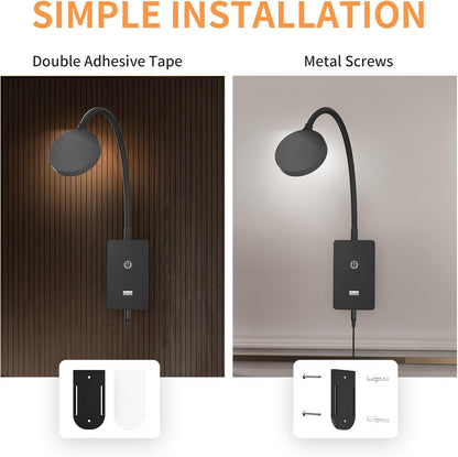 LED Bedside Reading Light with Remote Control for Books in Bed, Bedroom Wall Mounted LED Reading Lamp, 5W 500Lm Dimmable, 3 Lighting Colors, 120° Wide Lighting Angle, Timer Auto Off