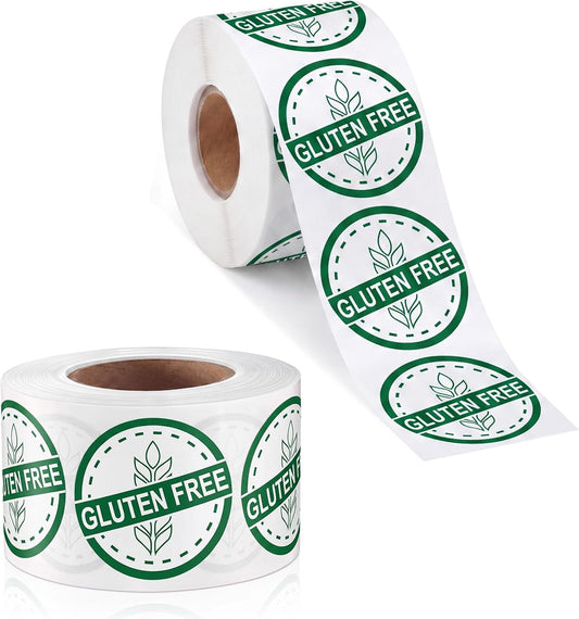 Dunzoom 1000 Pcs Gluten Free Stickers Bulk, 1.25", Self-Adhesive