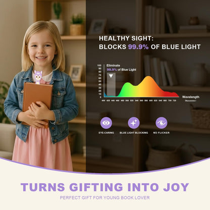 Rechargeable Kids Book Light, Cute Bookmark Reading Light for Kids, Dimmable Portable LED Book Light for Reading in Bed, Eye-Caring Bedtime Reading Lamp for Children & Travel, Brown