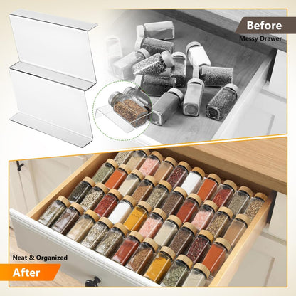 DECHOUS Spice Drawer Organizer: 4 Tier Expandable Clear Acrylic Spice Rack Organizer for Cabinet and Kitchen Drawer Insert - Seasoning Organizing Rack for Storage - 9" to 18" Adjustable
