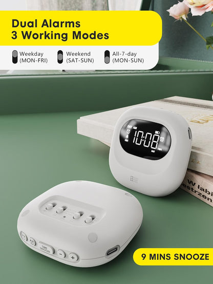 Vibrating Alarm Clock Bed Shaker Travel Clock, Rechargeable 3000mAh Battery