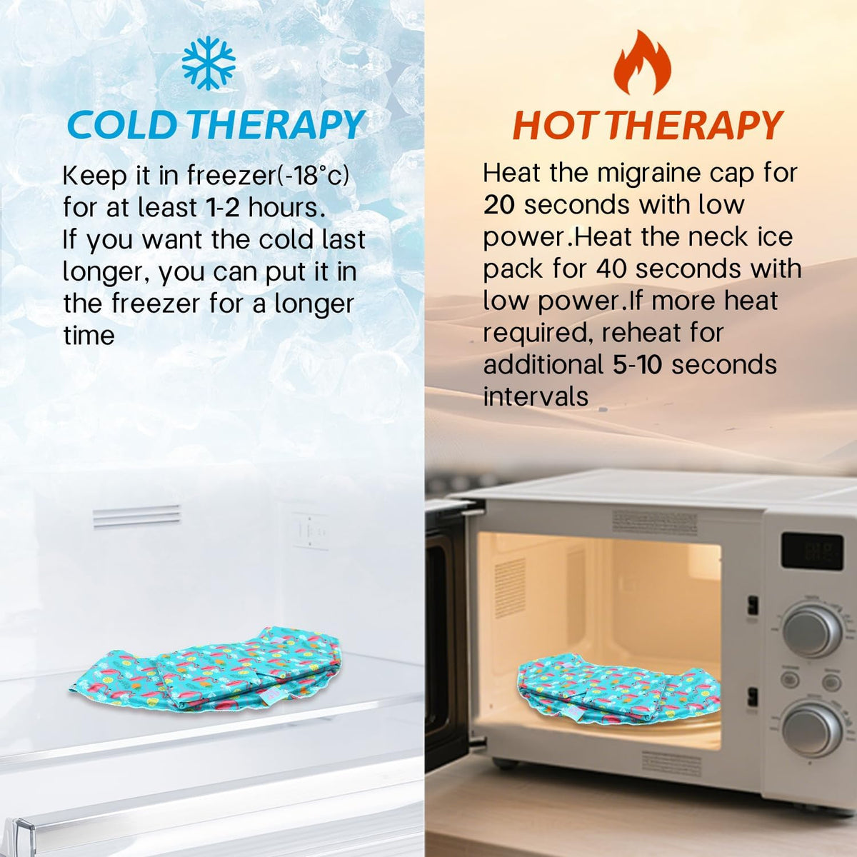 Migraine Relief Cap & Neck Ice Pack Wrap Set, Headache Relief Cap & Cervical Ice Pack, Hot and Cold Therapy for Headache, Neck & Shoulder Pain, Tension & Stress Relief, Post-Surgery Recovery